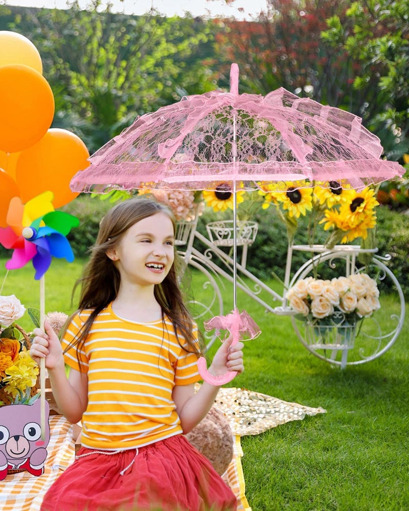Solnique Mini Lace Embroidery Parasol for Kids – Vintage Bridal Umbrella for Wedding Flower Girls, Small Decorative Lace Parasol for Tea Party - Image 2